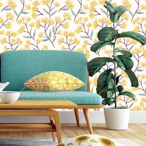 Yellow Removable Wallpaper - Etsy
