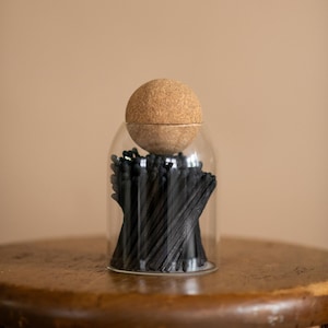 All Black Long Matches in Glass Bottle with Round Cork Stopper Unique Candle Accessories Home Decor Black Accessories Monochrome Style gift