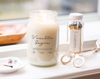 16oz Mason Jar Style Soy Candle - Cotton Wick | Fragrant Candle | Modern | Luxury Home | Minimalist Decor | Vegan Candle