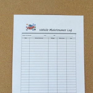 Registro de mantenimiento del vehículo, seguimiento de fechas y gastos, aumento del valor de su automóvil, imprimible, tamaño A4, tamaño carta de EE. UU., descarga instantánea