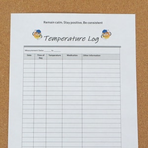 Temperature Log,Printable,Health Tracker,Daily Journal,US Letter Size,A4,Instant Download