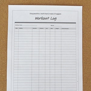 Registro de entrenamiento motivacional, Planificador de ejercicios, Rastreador de ejercicios, Imprimible, A4, A5, Tamaño de carta de EE. UU., Descarga instantánea