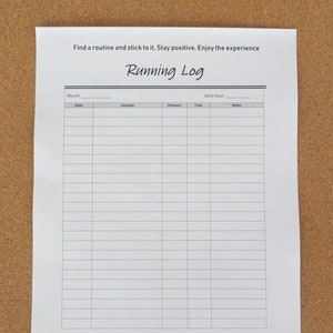 Registro de carrera, Planificador de ejercicios, Rastreador de ejercicios, Imprimible, A4, A5, Tamaño carta de EE. UU., Descarga instantánea