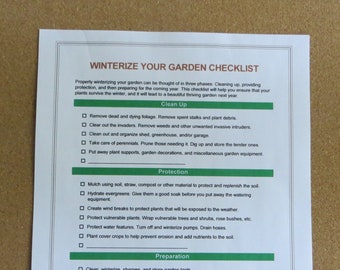 Garden Winterization Checklist,Garden Planner,Garden Chore Tracker,Printable,A4,U.S.Letter size,Instant Download