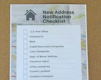 New address Notification Checklist, Change of Address, Printable, Keep Information Up to date, Journal, US Letter Size,Instant Download