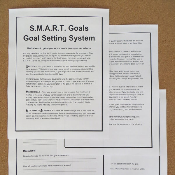 GOAL System with worksheets.Goal Tracker,Planner,Set and achieve goals,Printable,A4,U.S.Letter size,Instant Download