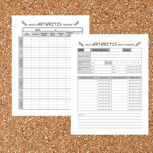 Arthritis Pain Tracker, Daily and weekly Tracking, Printable,Arthritis Health Tracker,Daily Journal,US Letter Size,A4,Instant Download