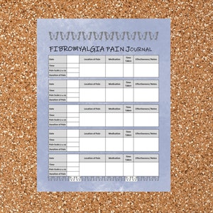 Fibromyalgia Pain Log,Printable,Health Monitor,Daily Journal,US Letter Size,A4,Instant Download