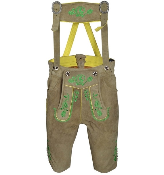 GERMAN-MEN-BAVARIAN-LEDERHOSEN-MEN-TRACHTEN OKTOBERFEST GENUINE LEATHER SHORTS