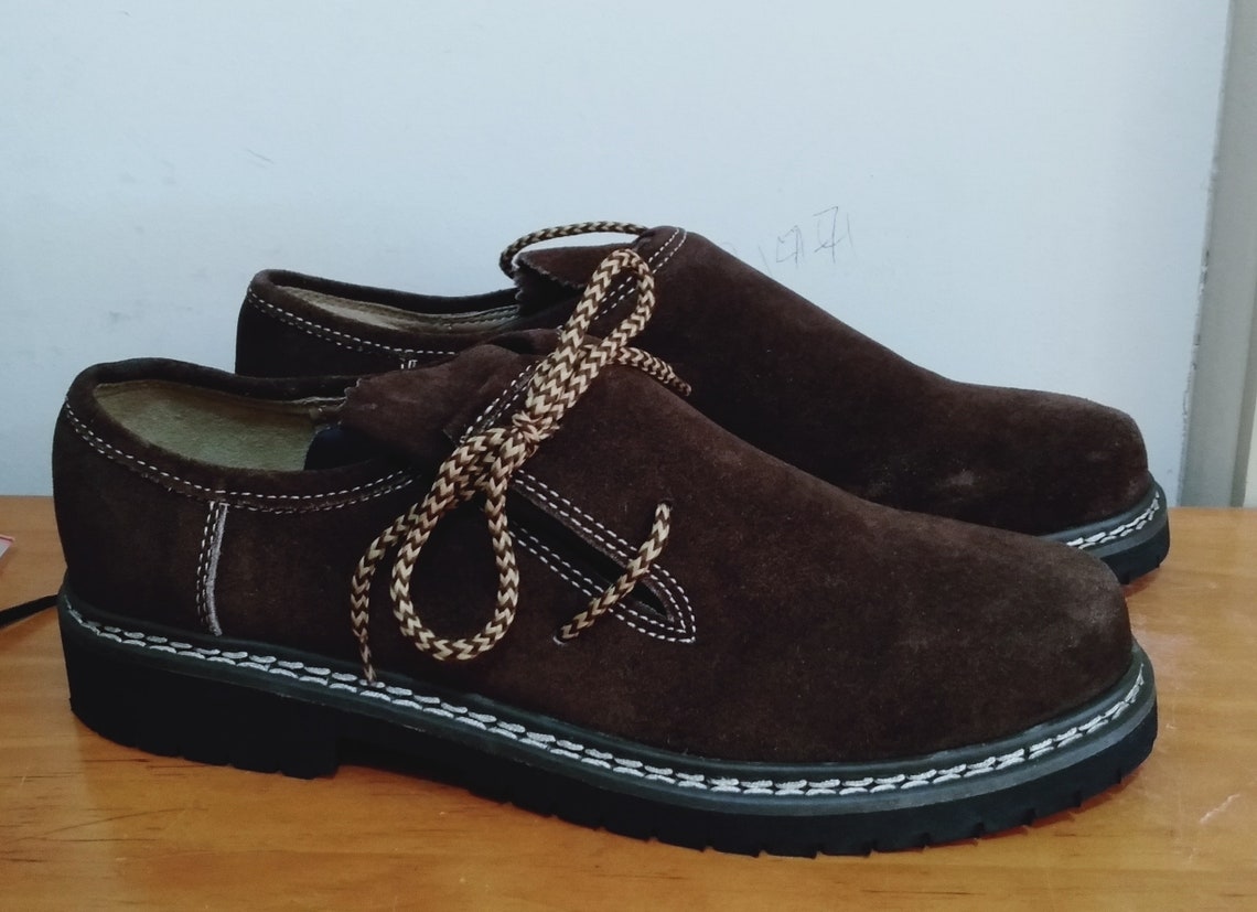 German Men Traditional Oktoberfest Bavarian Shoes Dark Brown Etsy
