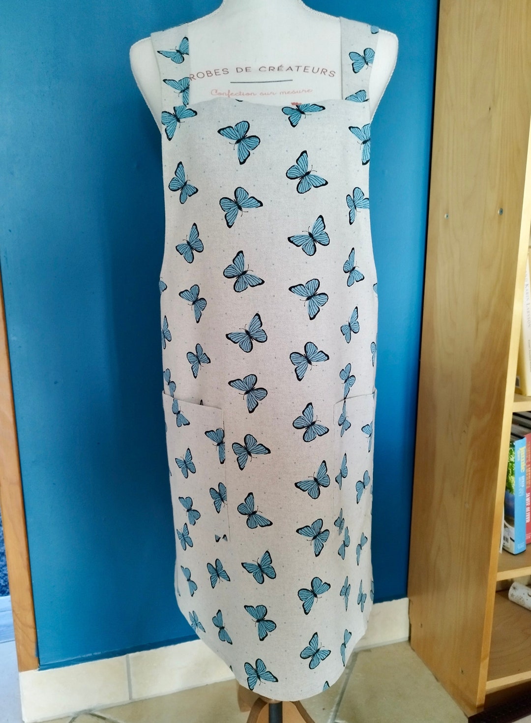 A Home Made Japanese Style Apron, Spanish Lin/cotton Fabric, Wrap