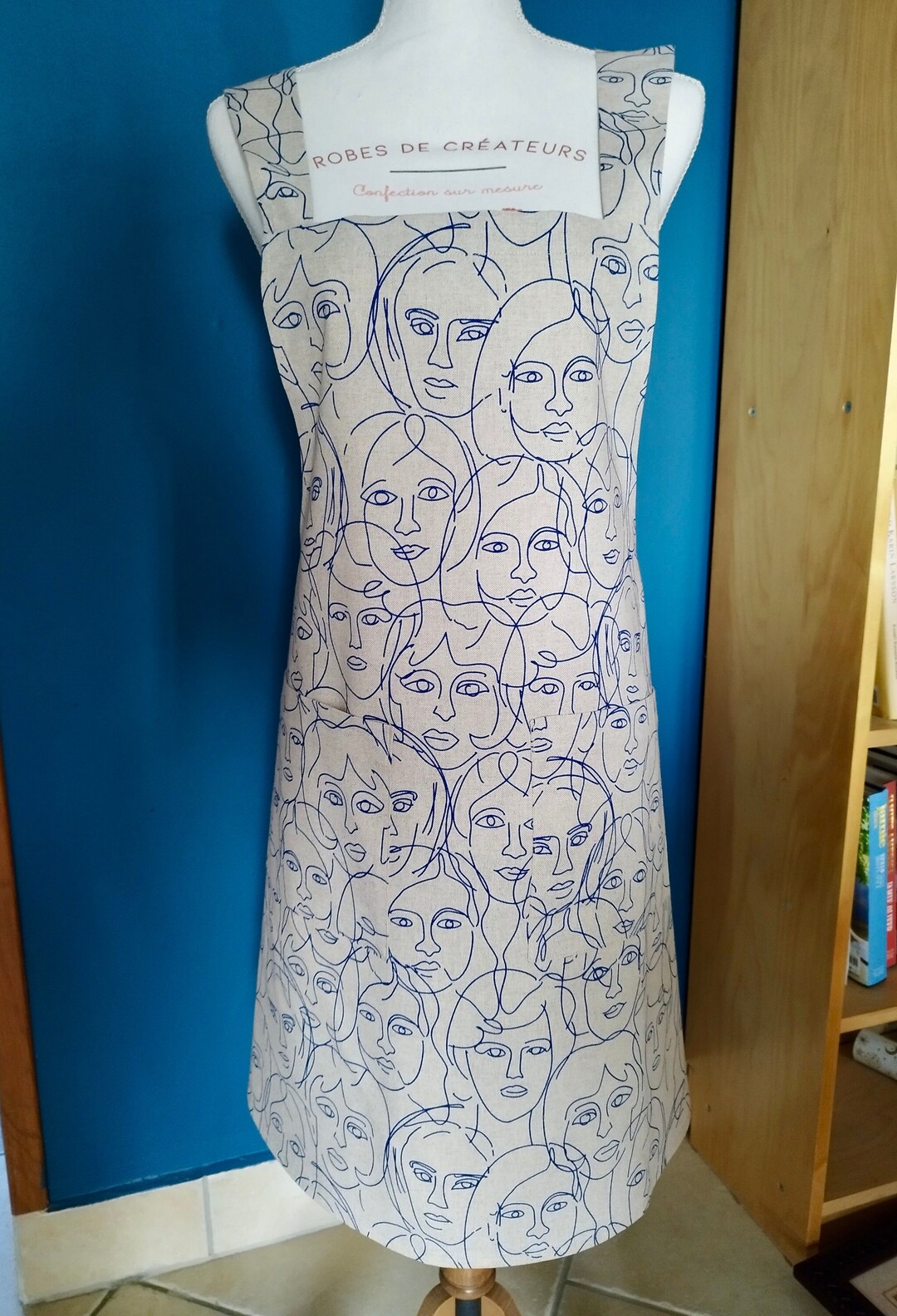 A Home Made Japanese Style Apron, Spanish Lin/cotton Fabric, Wrap