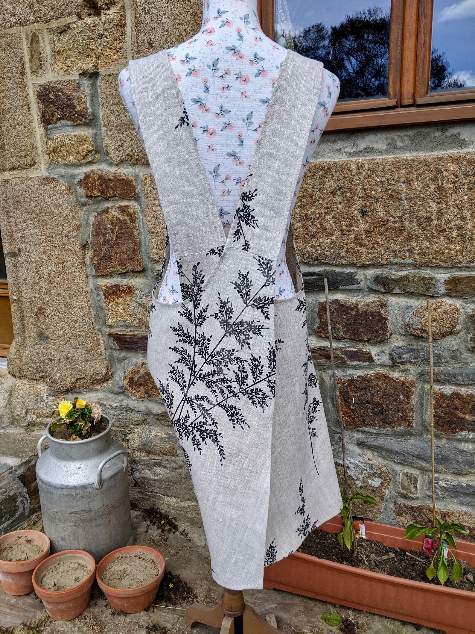 Japanese style Apron Spanish Lin/Cotton fabric Wrap around Etsy