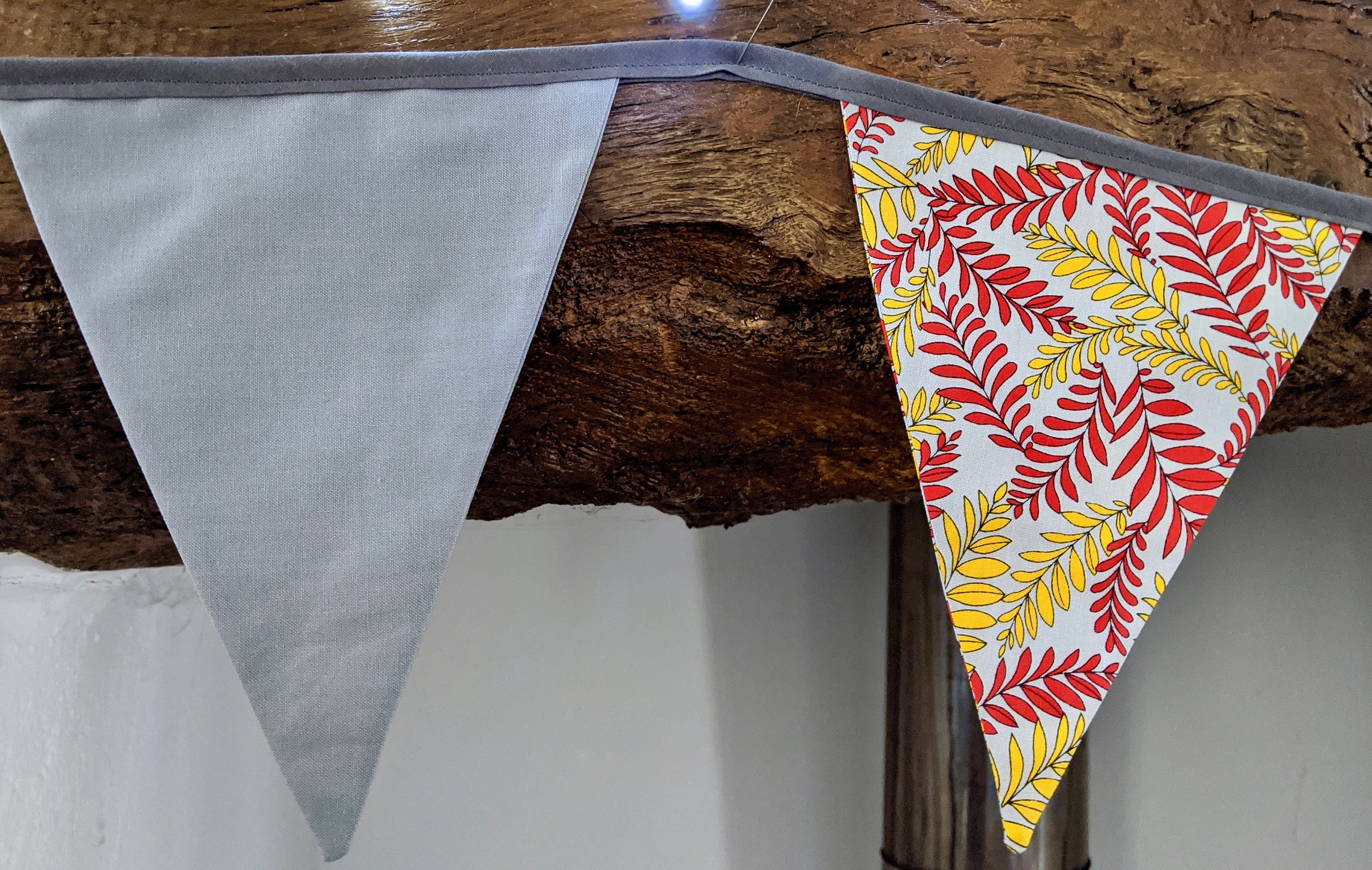 Pennants Fabric Bunting Banner Leaf Pattern Red Yellow and Etsy UK