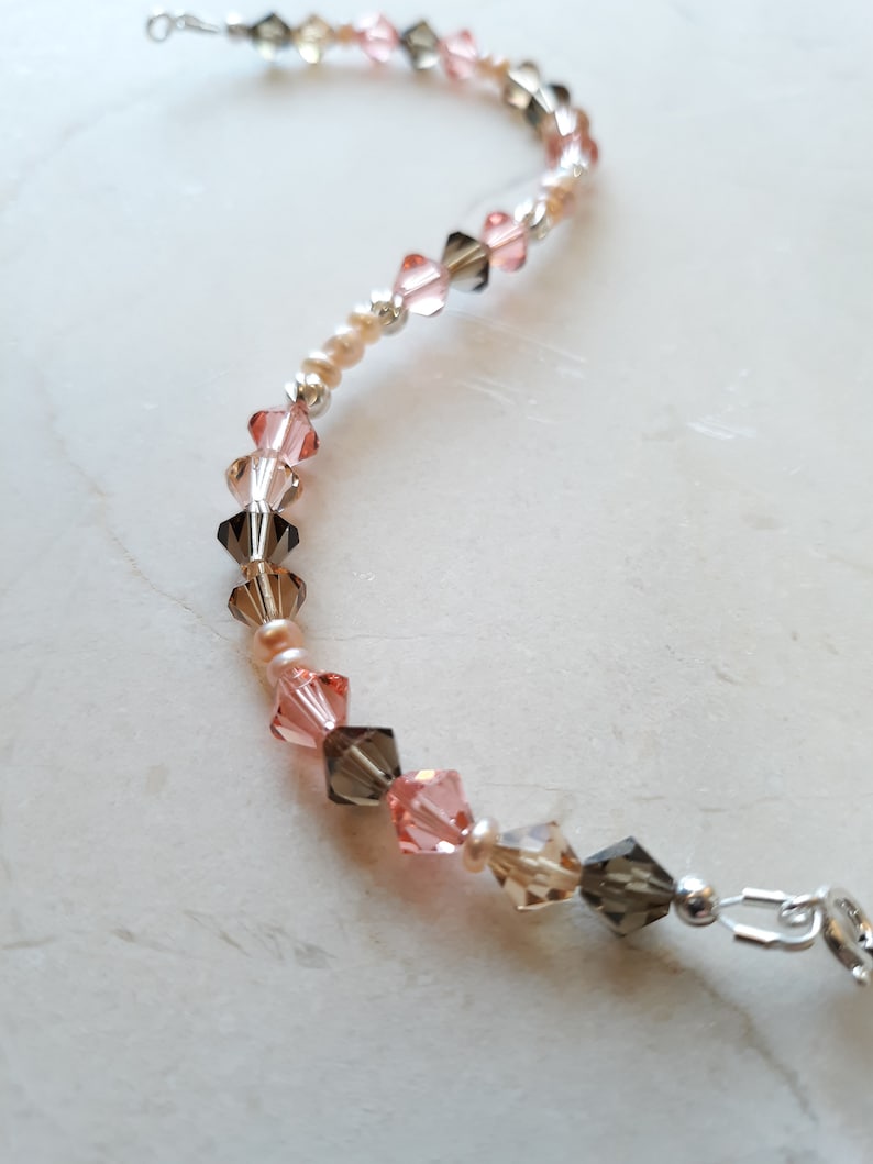 Peaches and Cream Peach and Silver Charm Bracelet