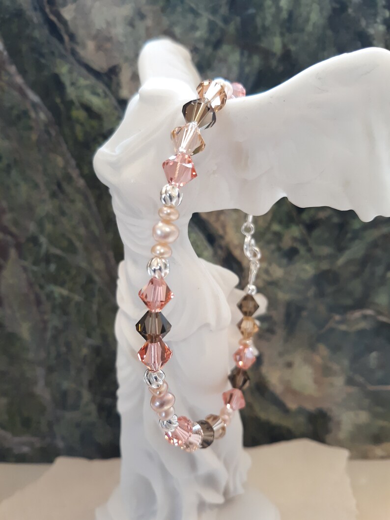 Peaches and Cream Peach and Silver Charm Bracelet
