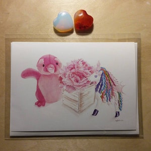 Children's Blank Greeting Cards featuring a Pink Penguin image 5