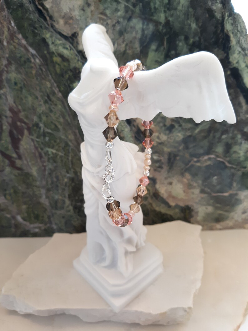 Peaches and Cream Peach and Silver Charm Bracelet