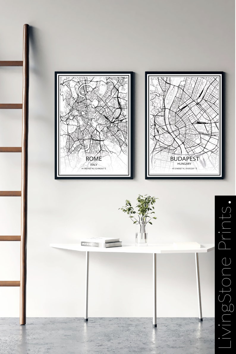Paris City Map Print the Wall Art as a Printable Home Decor | Etsy