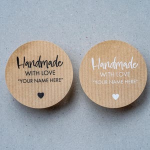 Autocollants kraft personnalisés « Fait main avec amour »/Étiquettes pour gâteaux/Autocollants pour pâtisserie/Autocollants faits main/Étiquettes faites maison/Petites entreprises