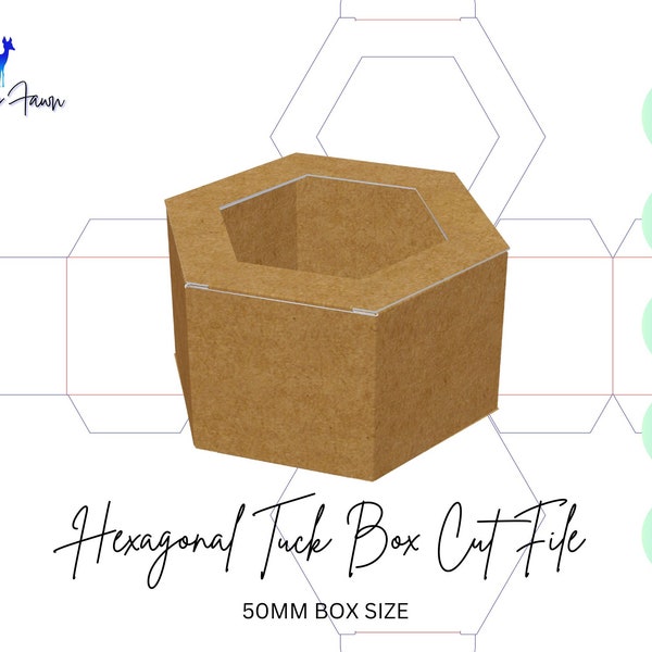 Hexagonal Tuck Box with Window Paper Craft SVG Cut File - Digital Download for Crafters, Gift Boxes or Party Favours - 50mm Sized Box