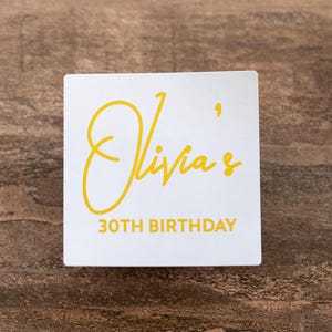 Personalisierte quadratische Folien Geburtstag Aufkleber / klare Folienetiketten / Geburtstag Aufkleber / benutzerdefinierte Geburtstag Aufkleber / Geburtstag Etiketten /