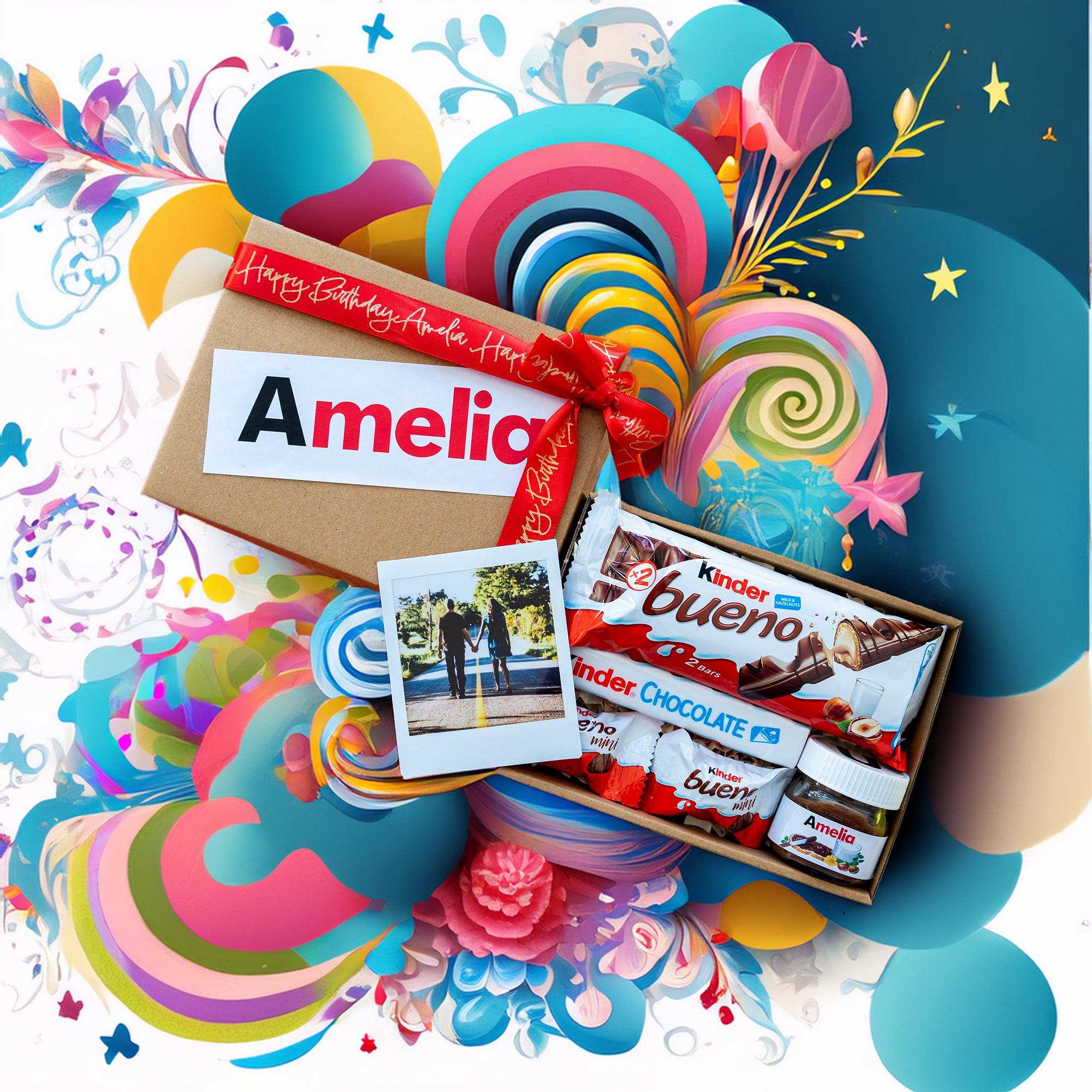 Personalised Nutella & Kinder Bueno Inspired Chocolate Gift Box/Custom Satin Ribbon/Birthday Gift/Anniversary Gift/Gift for Him/Gift for Her