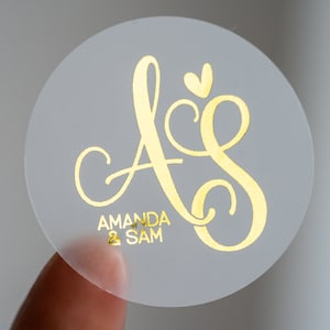 Metallic Foil Wedding Monogram Stickers/Custom Initial Wedding Stickers/Wedding Name Stickers/Gold Foil Wedding Stickers/Wedding Stationery
