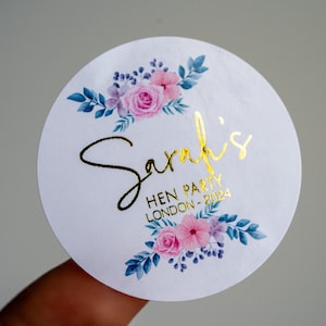 Hen Party Floral Foil Custom Stickers/Bridal Shower Decorations/Hen Party Favours/Hen Party Gift Bag/Hen Party Stickers/Bachelorette Party