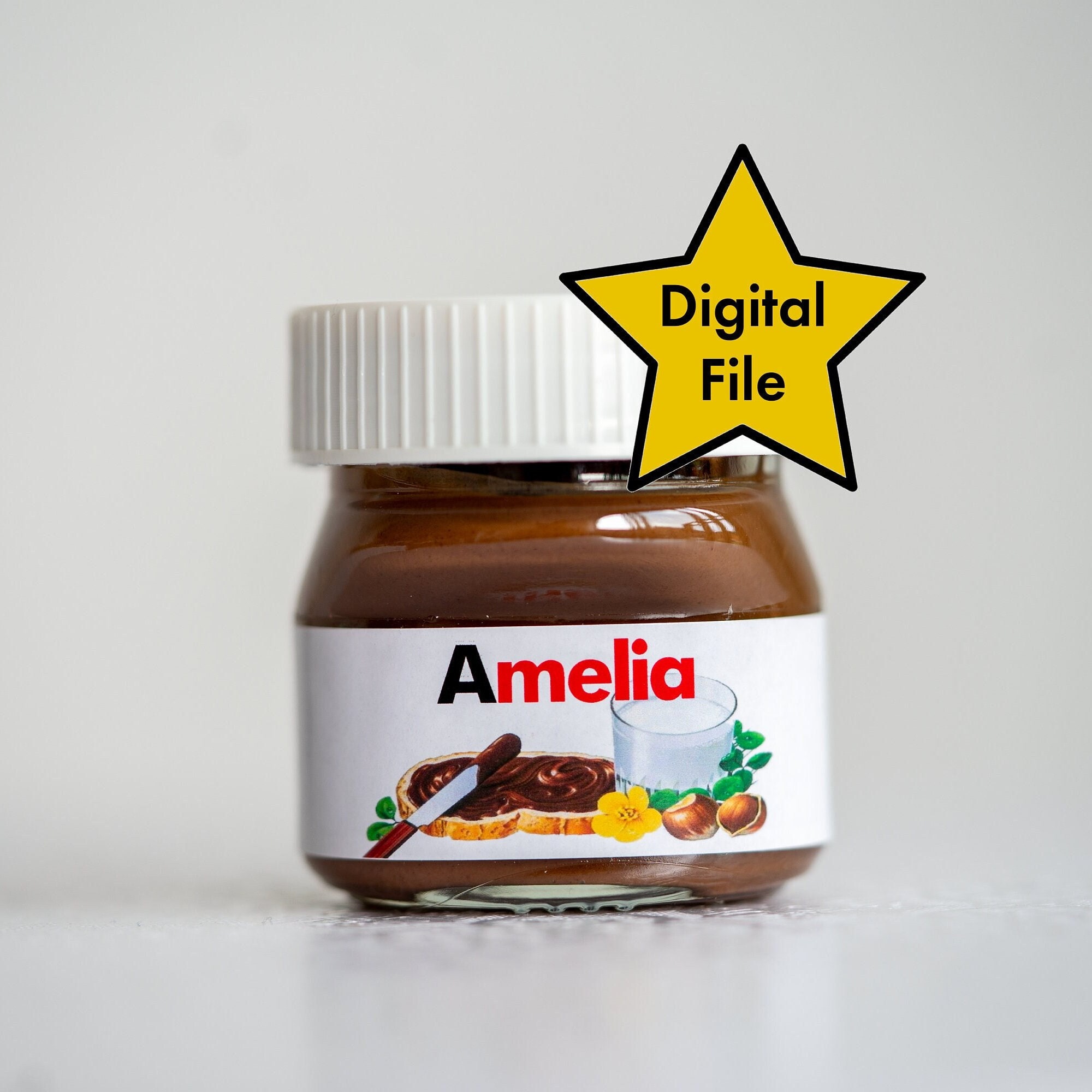 Personalised Mini Nutella Jar Label Digital File 