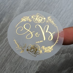 Personalised Foil Wedding Stickers/Clear Foil Labels/Wedding Favour Stickers/Custom Wedding Stickers/Envelope Seals/
