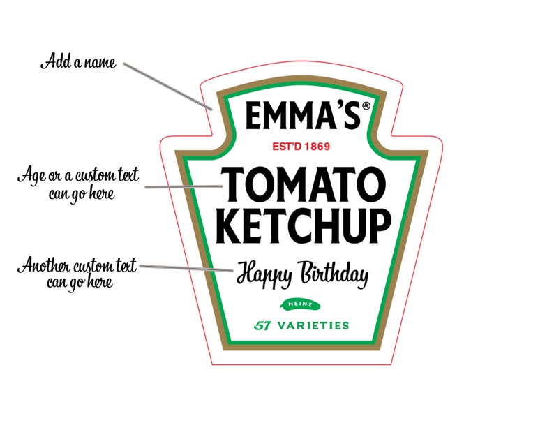 Personalised Ketchup Bottle Spoof Sticker/Label for Etsy