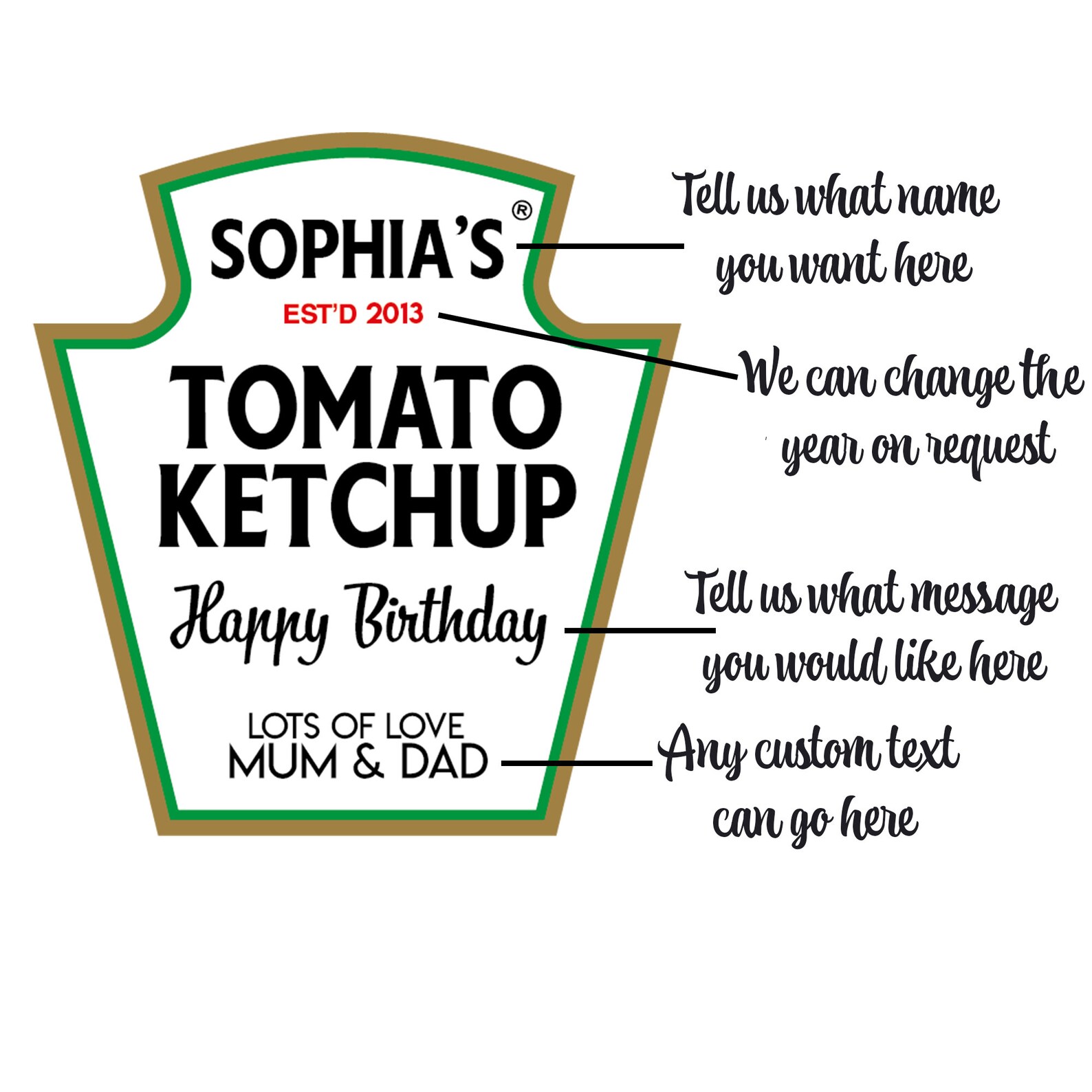 Personalised Ketchup Bottle Spoof Sticker/label for Etsy