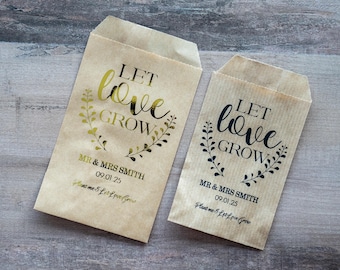 Personalised Kraft Seed Packet Wedding Favours/Seed Favours/Seed Envelopes/Seed Packets/Eco Friendly Wedding/Kraft Bags/Party Favours