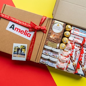 Spersonalizowany zestaw prezentowy inspirowany Nutellą i Kinder - Nutella prezenty na urodziny, rocznice, prezenty świąteczne, prezenty dla niego lub dla niej