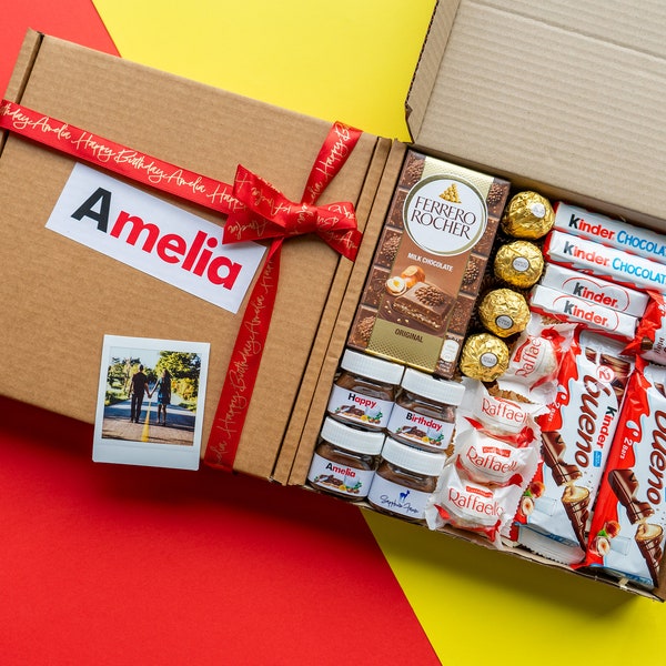 Nutella & Kinder Inspired Personalised Gift Box - Nutella Presents for Birthdays, Anniversary Gifts, Mother's Day Gift, Gift for Him or Her