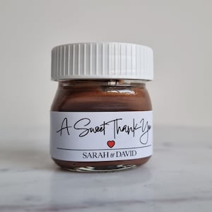 Personalised Mini Nutella Jars Wedding Favours/Custom Party Favours/Wedding Table Decor/Wedding Decorations/Hen Party Favours/Wedding Decor