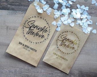 Personalised Wedding Confetti Kraft Bags - Perfect for Wedding Favours/Confetti Packets/Wedding Confetti/Seed Packets/Party Favours