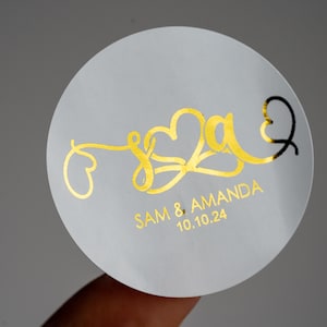 Custom Foil Infinity Wedding Monogram Stickers/Custom Initial Wedding Stickers/Wedding Name Stickers/Gold Foil Wedding Stickers