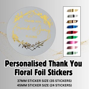 Personalised Floral Border Foil Stickers/Custom Foil Labels/Wedding Favour Stickers/Envelope Seals/Nikkah Favour Stickers/Zam Zam Stickers
