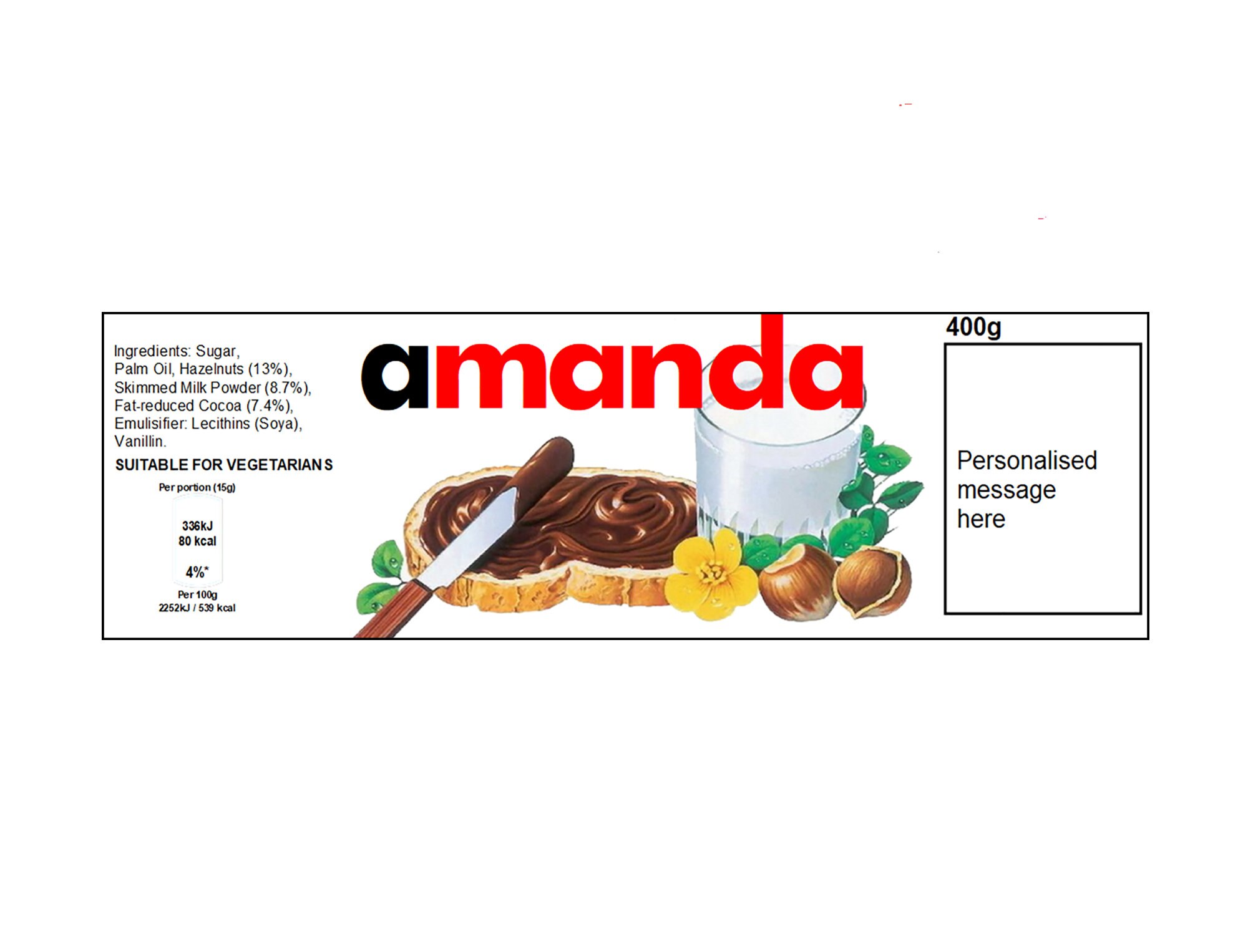 Personalised Nutella Inspired Print at Home Sticker/ Sticker for Father's Day/Birthday/Work/Christmas Gift