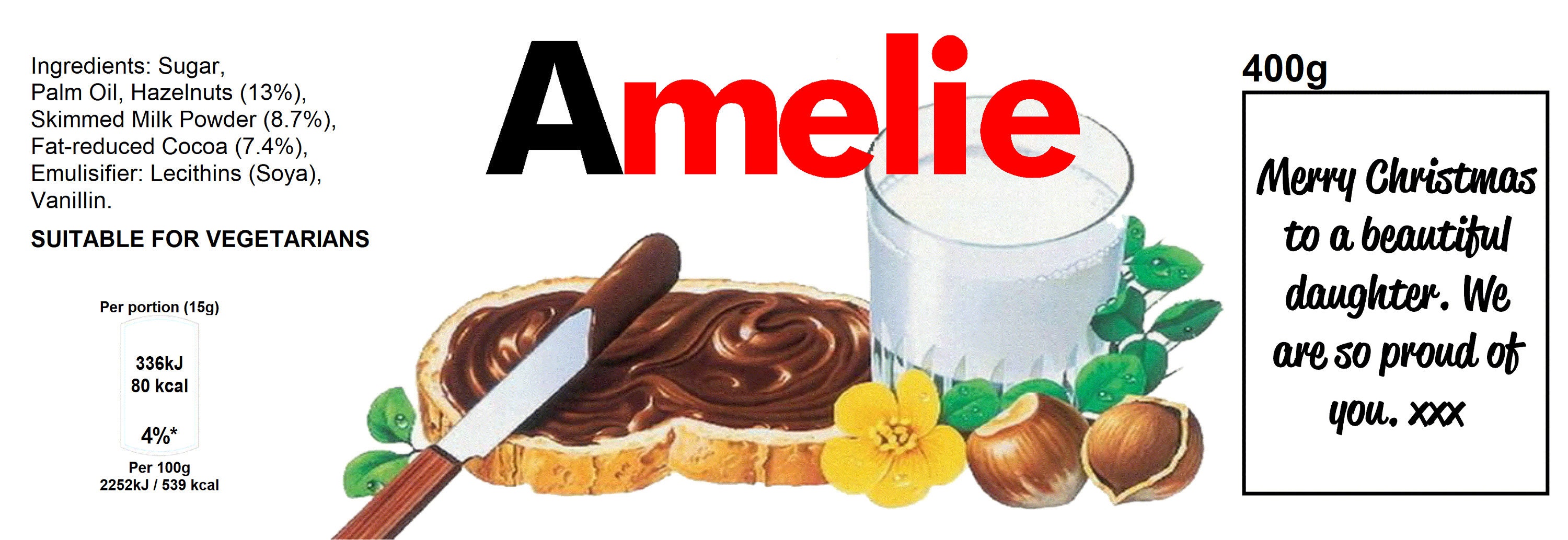 Image numérique personnalisée inspirée du Nutella pour pot de 350