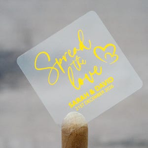 Personalised Square "Spread the Love" Foil Wedding Stickers/Clear Foil Labels/Wedding Favour Stickers/Custom Wedding Stickers/Wedding Labels