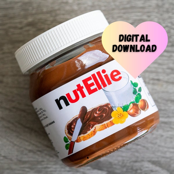 Personalised Nutella Inspired Jar Sticker - Custom Label - Personalised Gift for Birthdays, Anniversaries, Mother's Day - Nutella Sticker