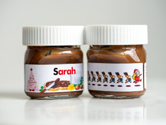 Personalised Inspired by Nutella Mini Jars Christmas Theme Nutella Presents  for Christmas Gifts, Christmas Stocking, Secret Santa Gifts 