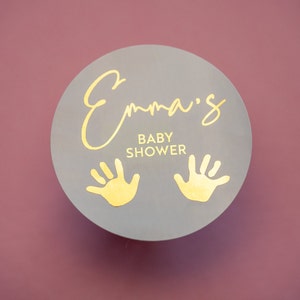 Adesivi in lamina con impronte di mani per baby shower/Etichette per baby shower/Bomboniere personalizzate per baby shower/Decorazioni per baby shower/Adesivi per sacchetti per feste