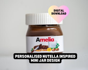 Personalizzata ispirata all'etichetta Mini Nutella - Design digitale - Idea regalo fai da te per compleanni, matrimoni, addii al nubilato, baby shower o eventi