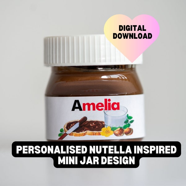 Personalizzata ispirata all'etichetta Mini Nutella - Design digitale - Idea regalo fai da te per compleanni, matrimoni, addii al nubilato, baby shower o eventi