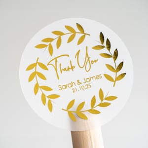 Cadre feuille personnalisé autocollants de mariage/Étiquettes en aluminium transparentes/Autocollants cadeaux de mariage/Autocollants de mariage personnalisés/Étiquettes de mariage