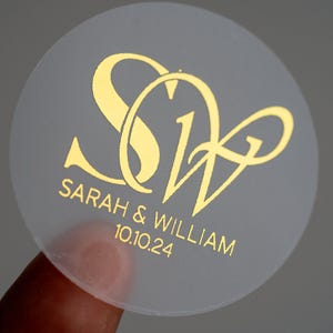 Personalised Foil Monogram Sticker/Custom Monogram Wedding Stickers/Wedding Name Stickers/Gold Foil Wedding Stickers/Foil Labels